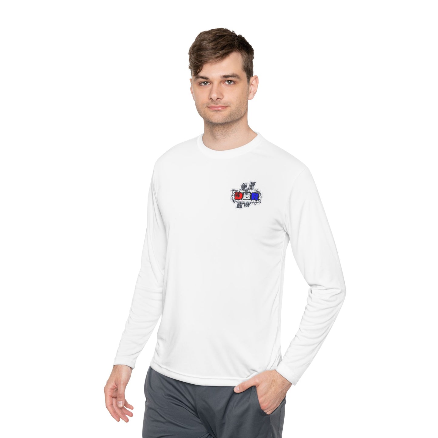 Unisex Long Sleeve Tee - Bold Red, White, & Blue DBR Design, Casual Style for Everyday Wear