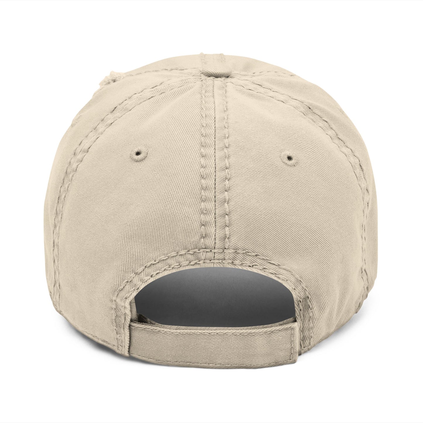 Stylish Distressed Hat with Embroidered DBR Design