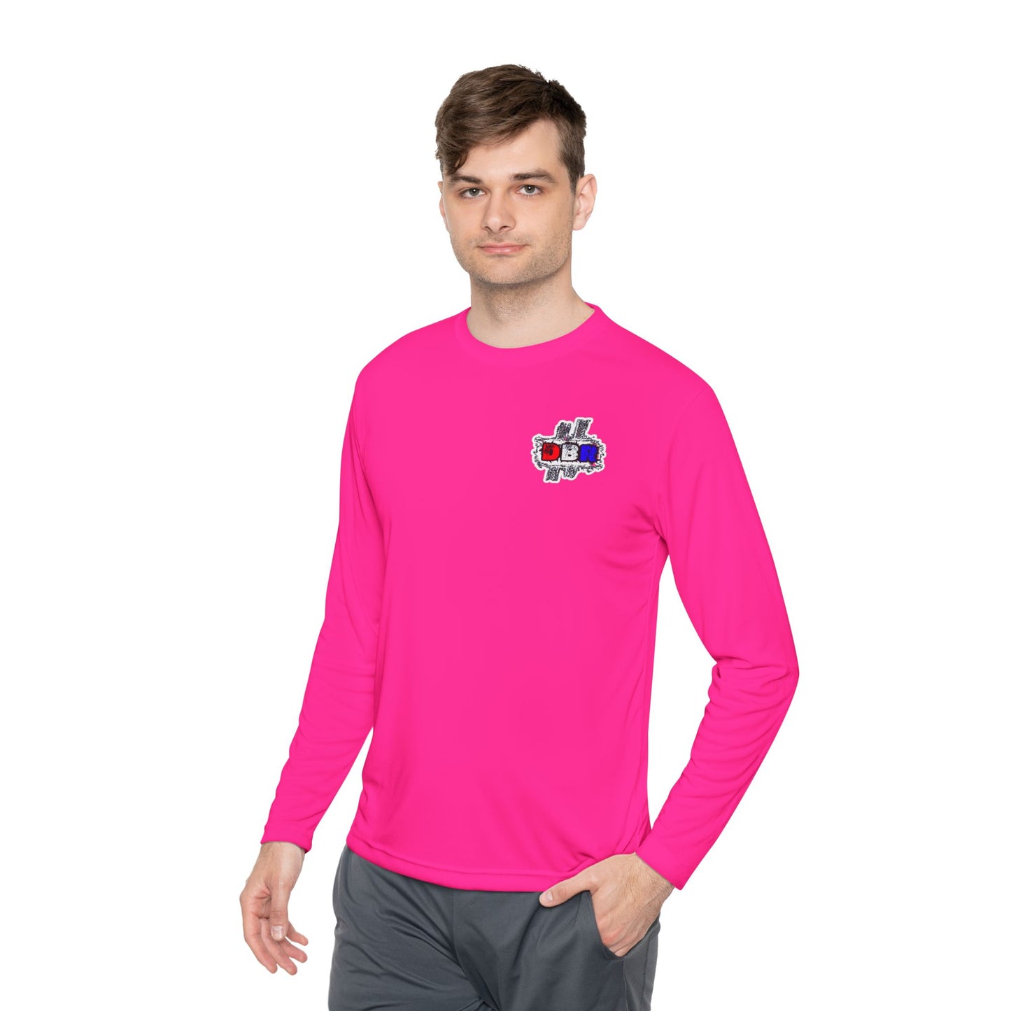 Unisex Long Sleeve Tee - Bold Red, White, & Blue DBR Design, Casual Style for Everyday Wear