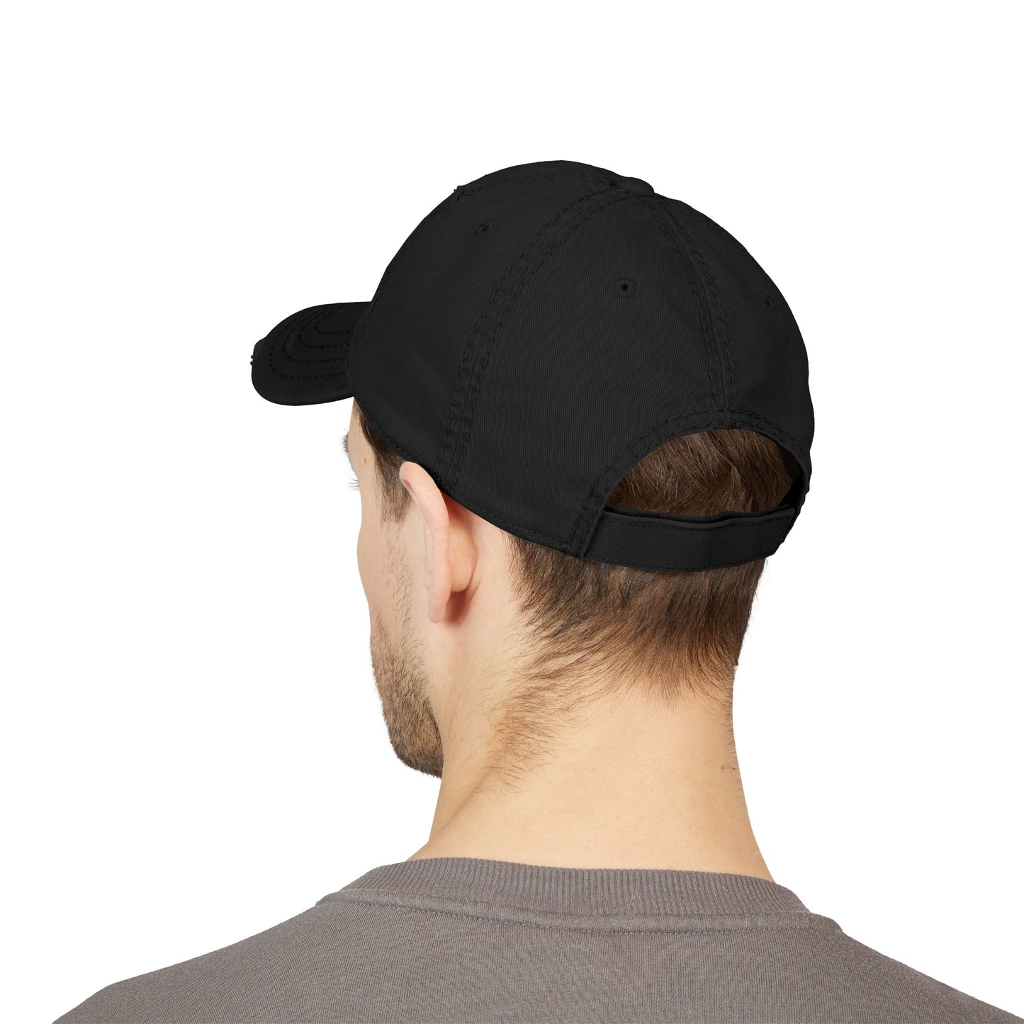Stylish Distressed Hat with Embroidered DBR Design
