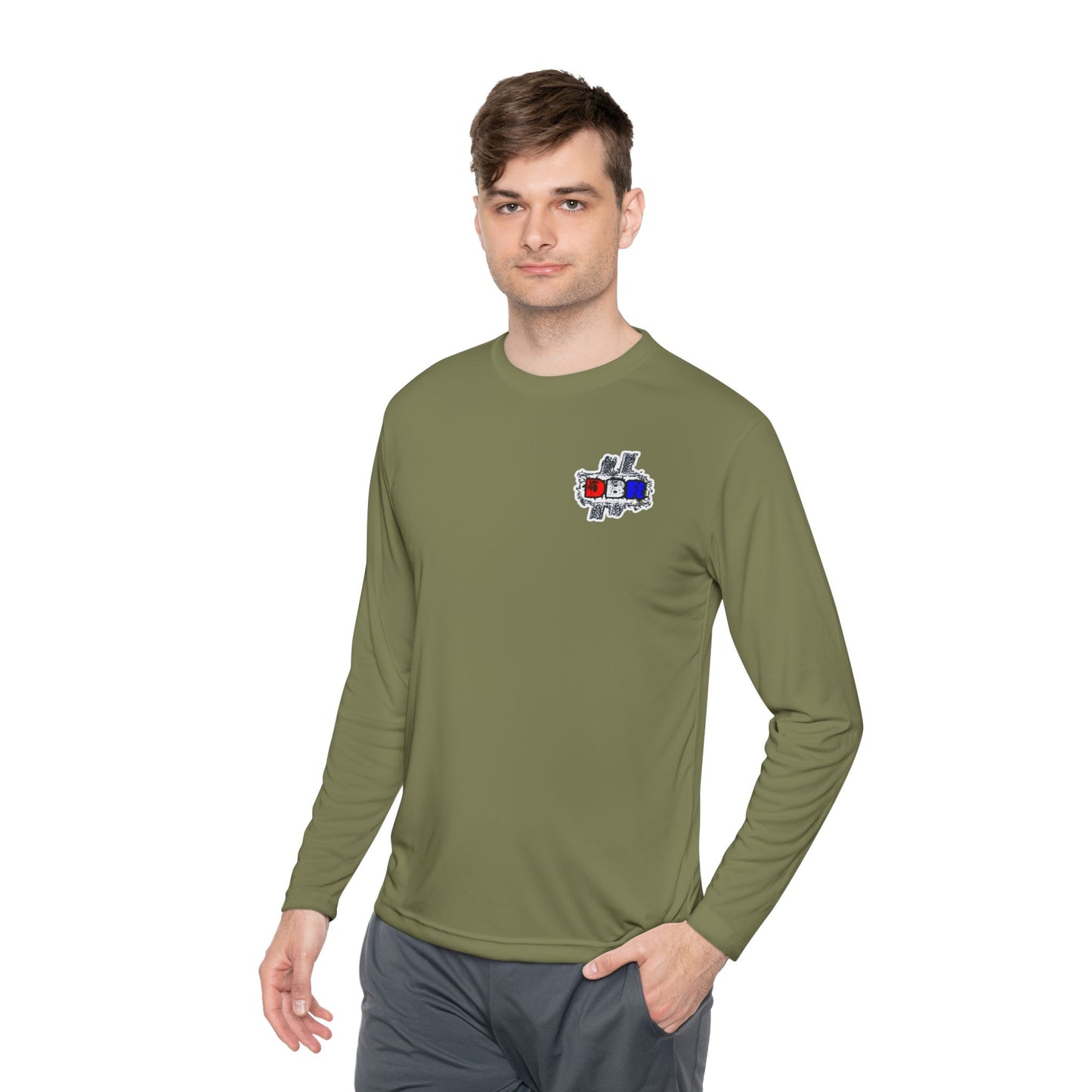 Unisex Long Sleeve Tee - Bold Red, White, & Blue DBR Design, Casual Style for Everyday Wear