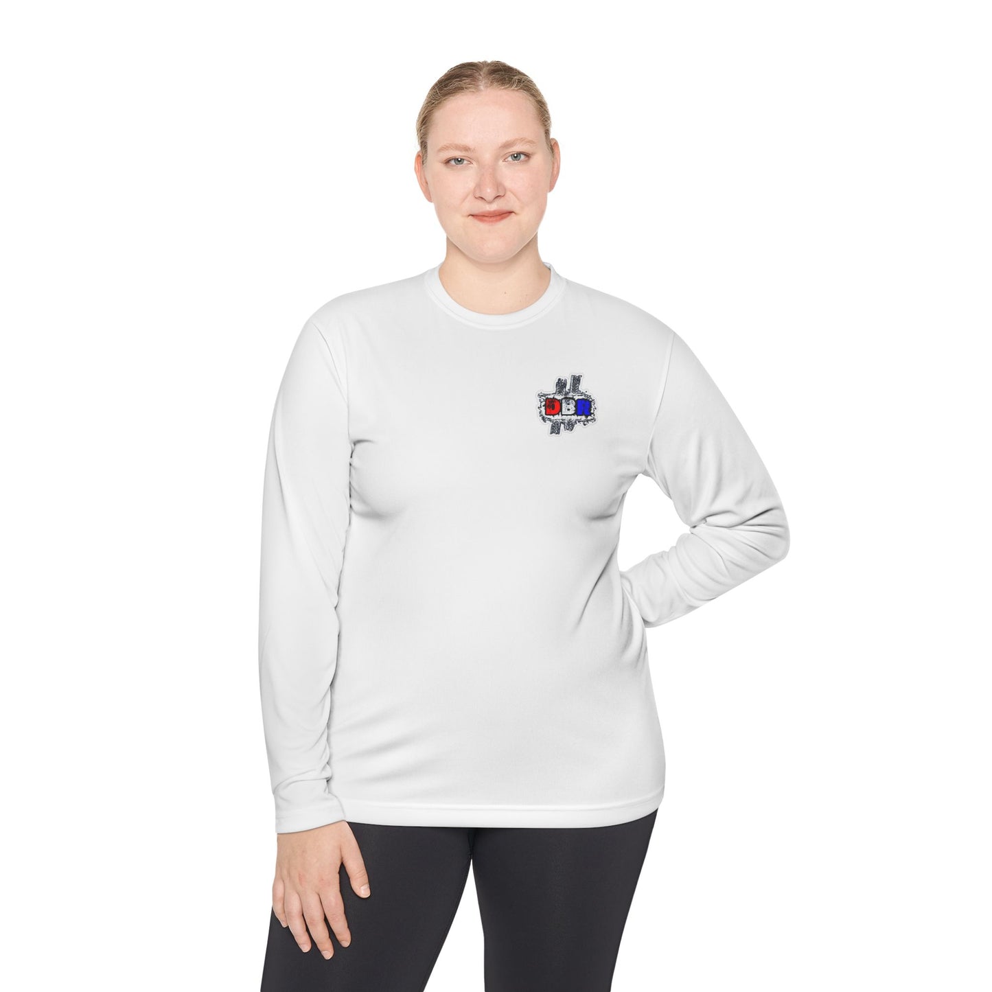 Unisex Long Sleeve Tee - Bold Red, White, & Blue DBR Design, Casual Style for Everyday Wear