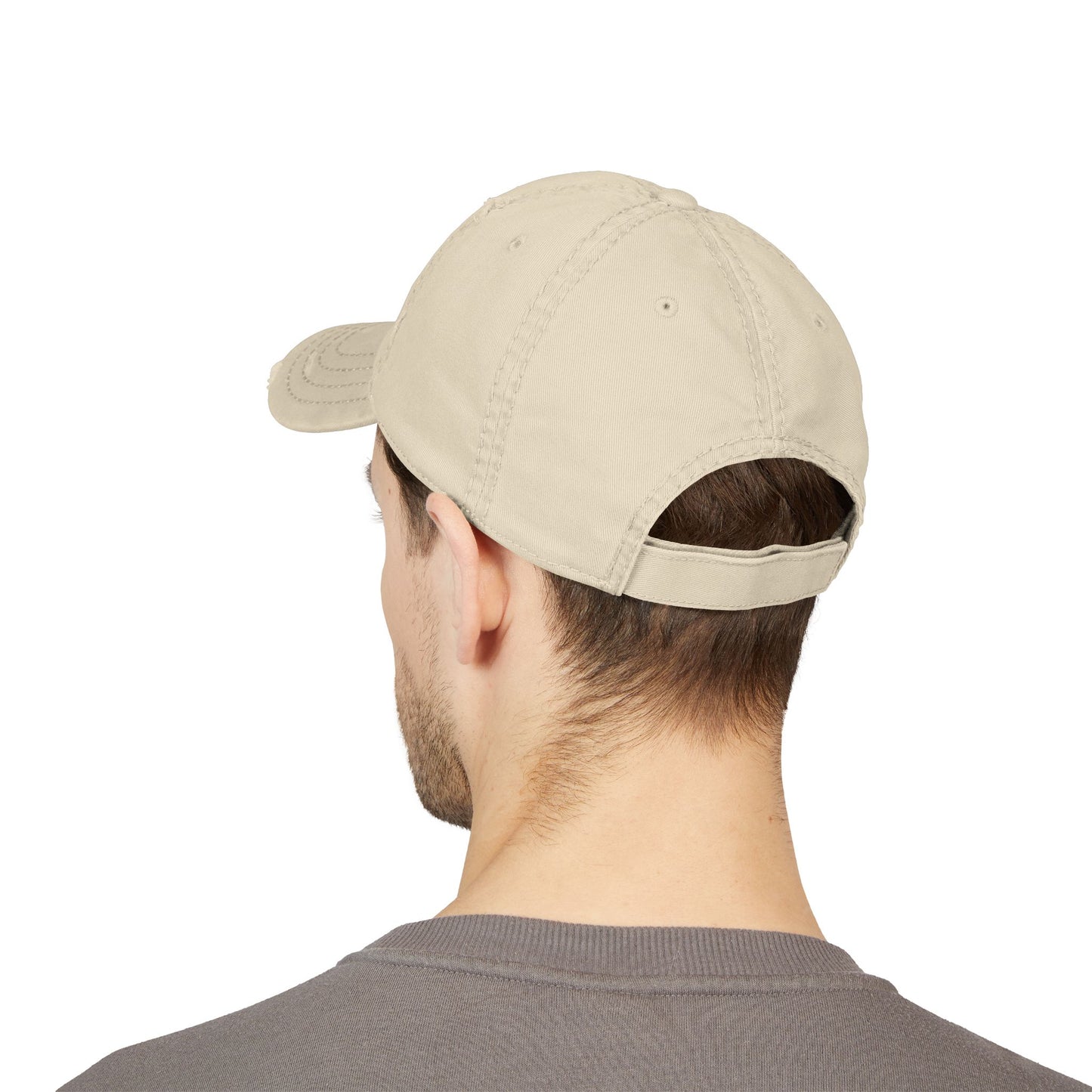 Stylish Distressed Hat with Embroidered DBR Design