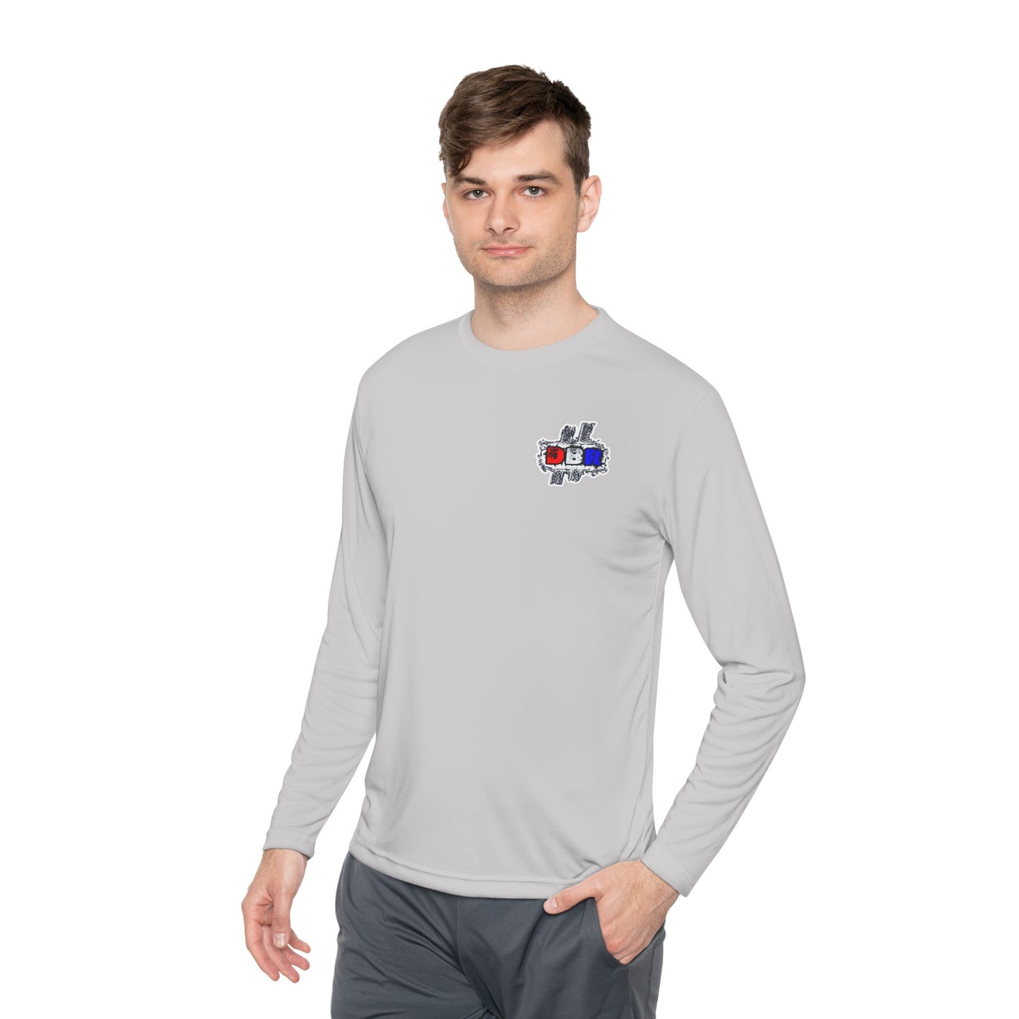 Unisex Long Sleeve Tee - Bold Red, White, & Blue DBR Design, Casual Style for Everyday Wear