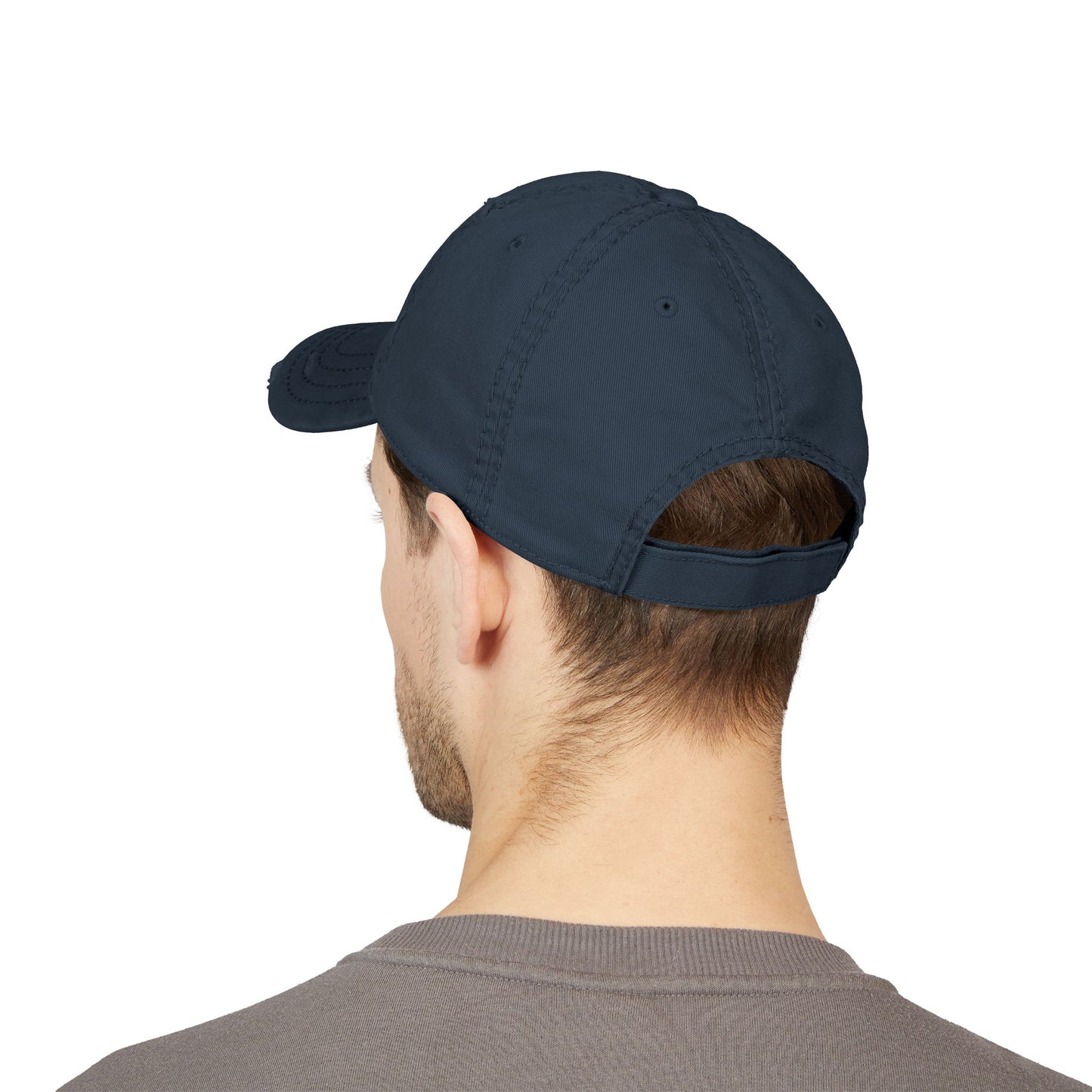 Stylish Distressed Hat with Embroidered DBR Design