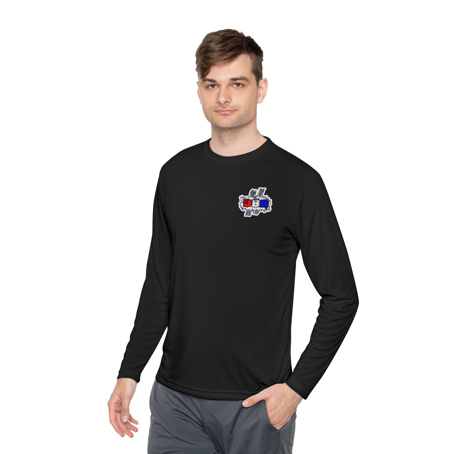 Unisex Long Sleeve Tee - Bold Red, White, & Blue DBR Design, Casual Style for Everyday Wear