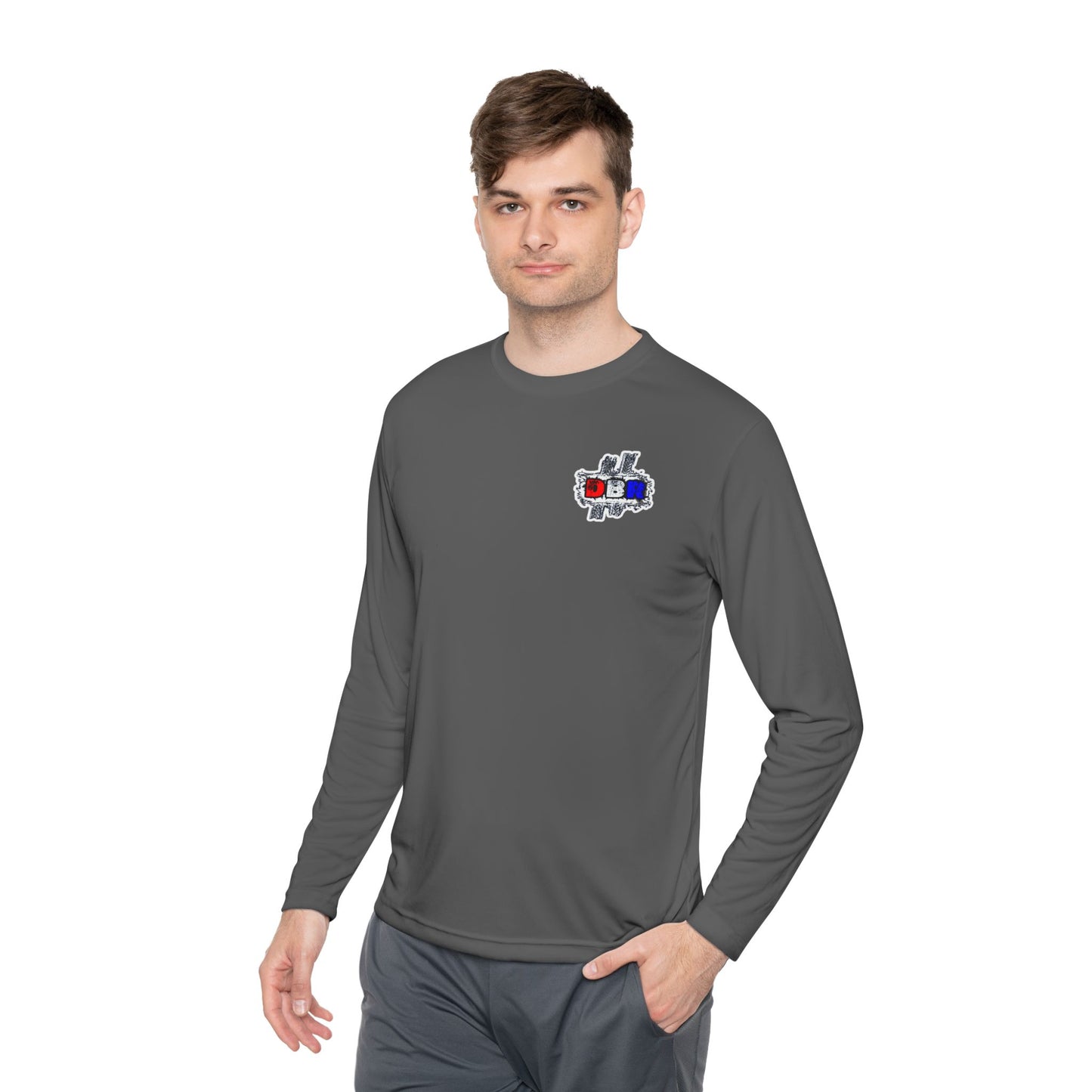 Unisex Long Sleeve Tee - Bold Red, White, & Blue DBR Design, Casual Style for Everyday Wear