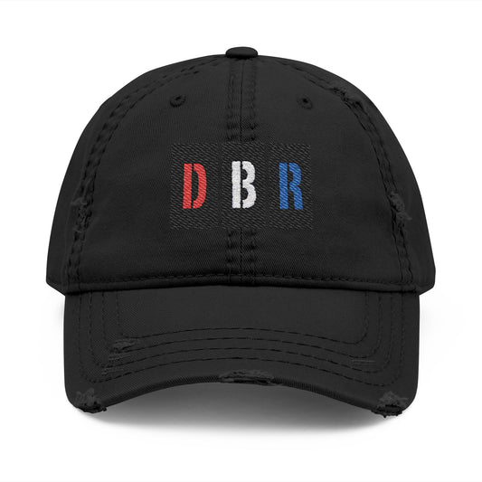 Stylish Distressed Hat with Embroidered DBR Design
