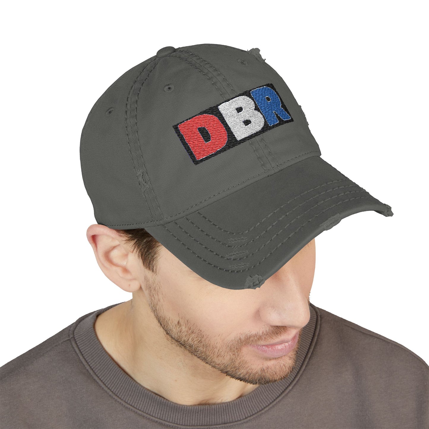 DBRDistressed Dad Hat, Casual Embroidered Cap