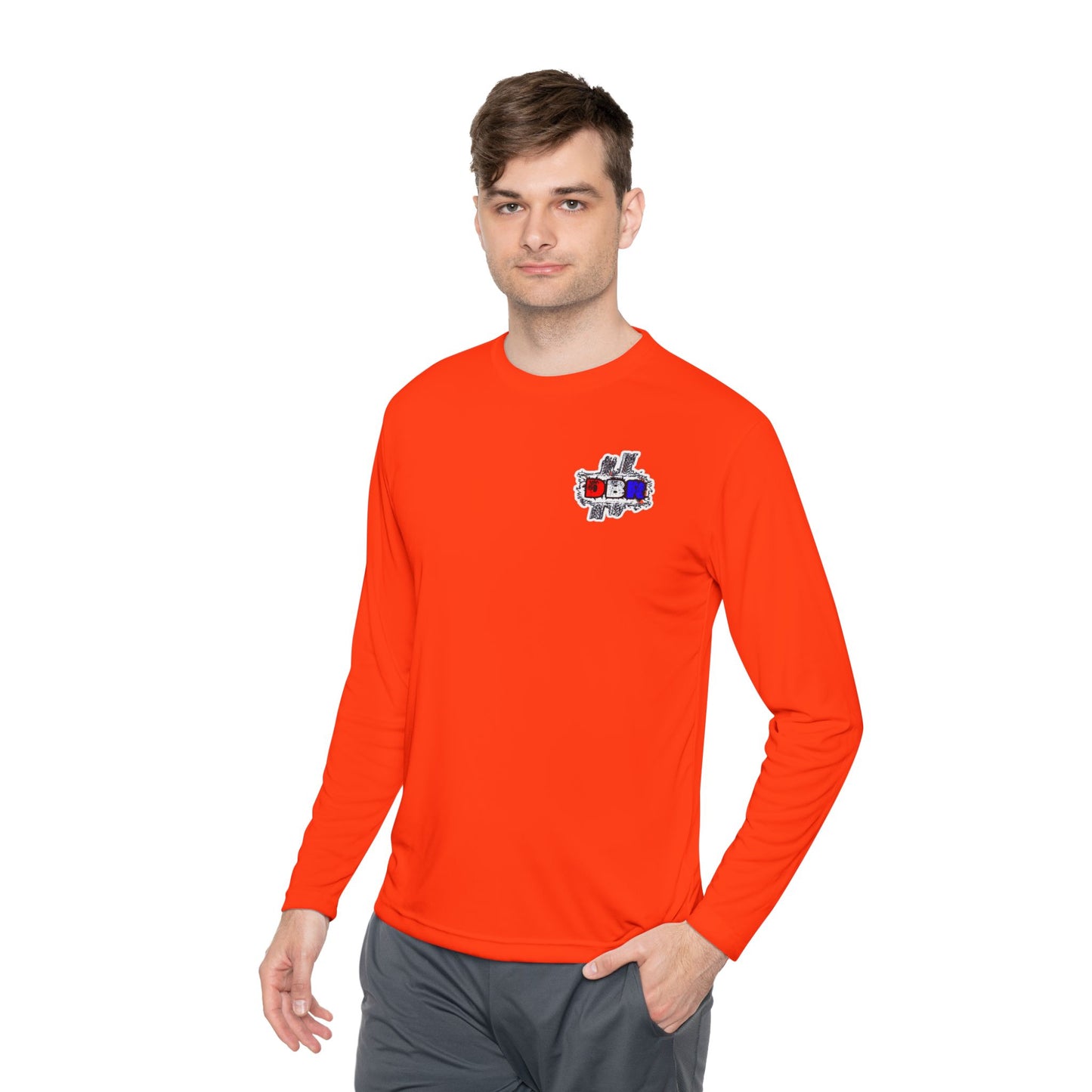 Unisex Long Sleeve Tee - Bold Red, White, & Blue DBR Design, Casual Style for Everyday Wear