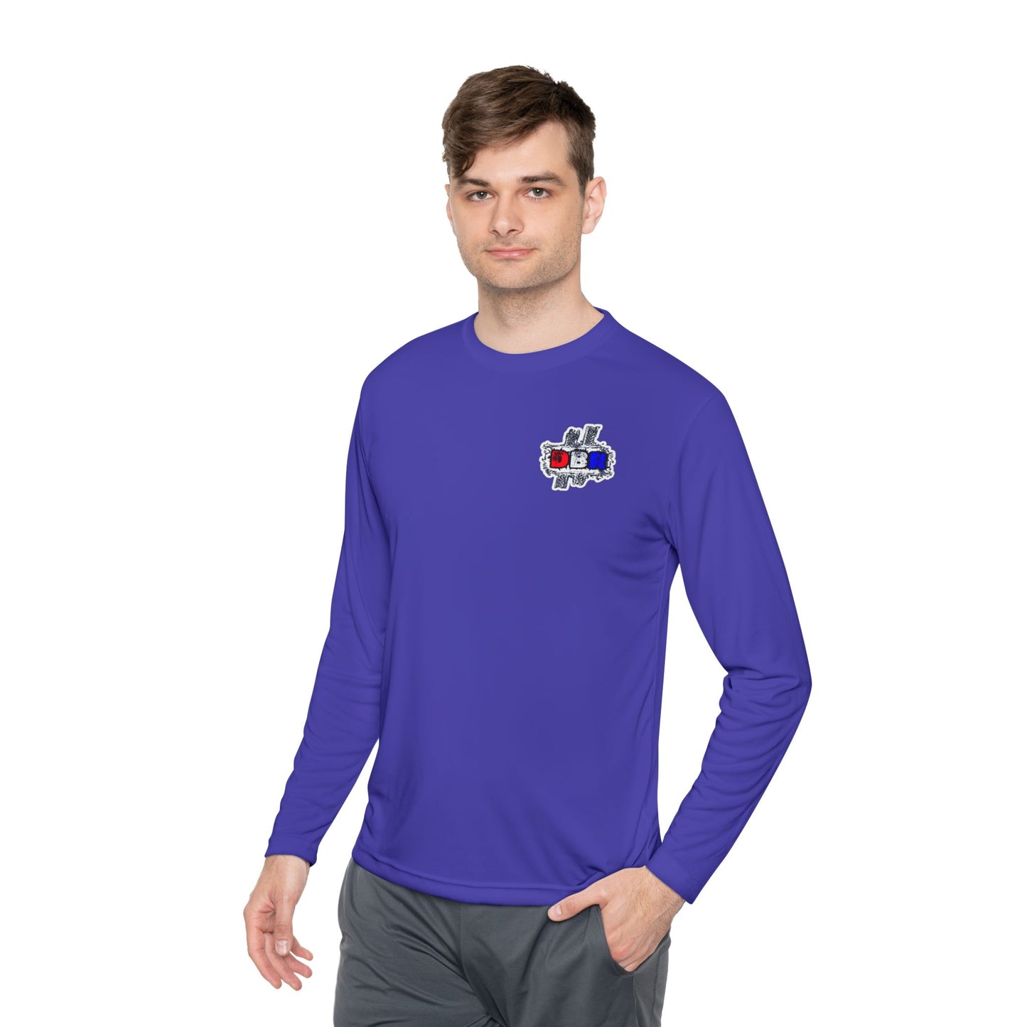 Unisex Long Sleeve Tee - Bold Red, White, & Blue DBR Design, Casual Style for Everyday Wear