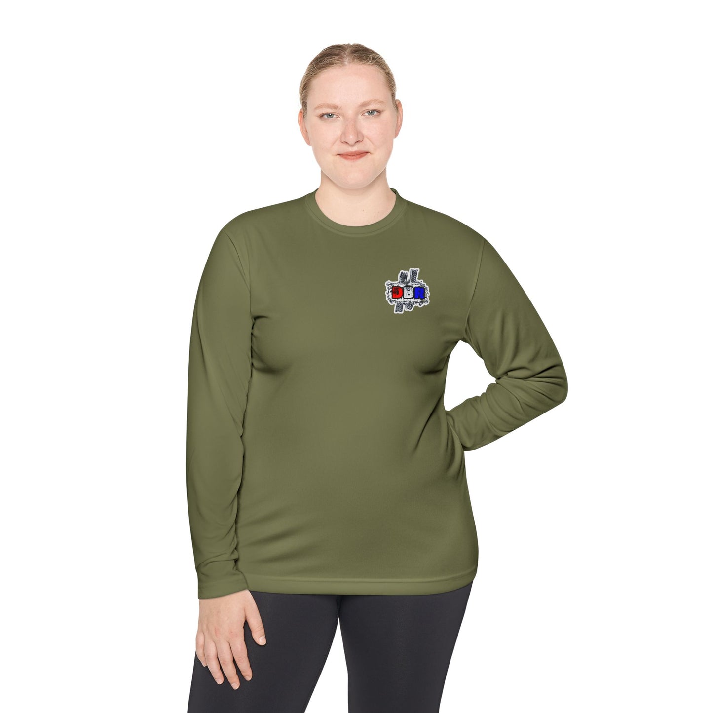Unisex Long Sleeve Tee - Bold Red, White, & Blue DBR Design, Casual Style for Everyday Wear