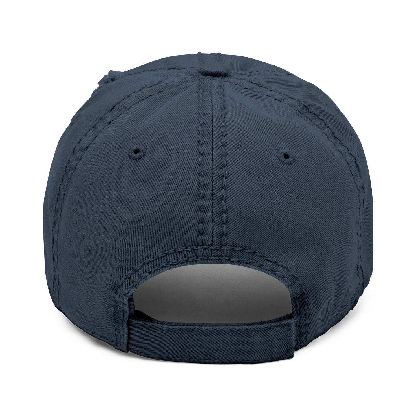 Stylish Distressed Hat with Embroidered DBR Design