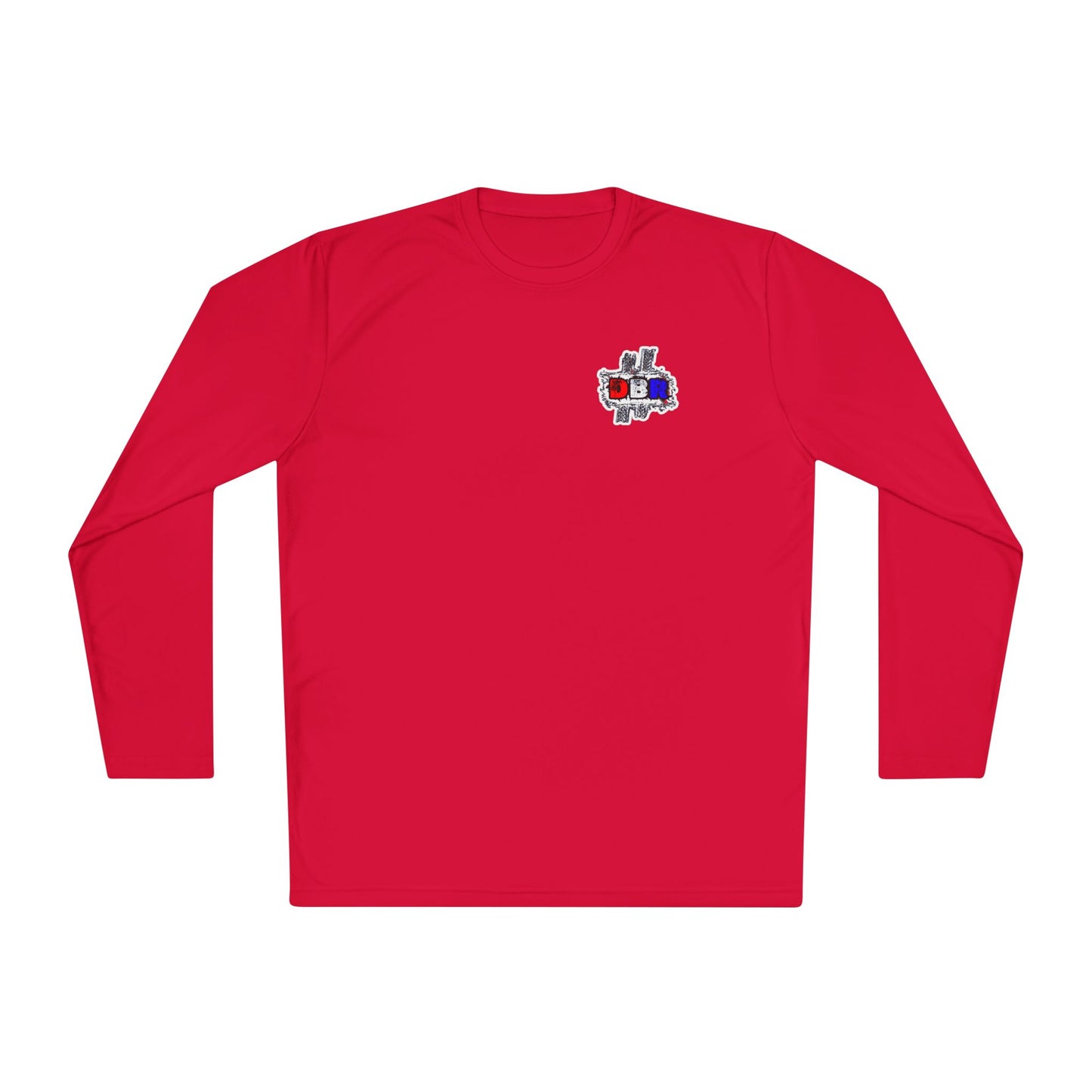 Unisex Long Sleeve Tee - Bold Red, White, & Blue DBR Design, Casual Style for Everyday Wear