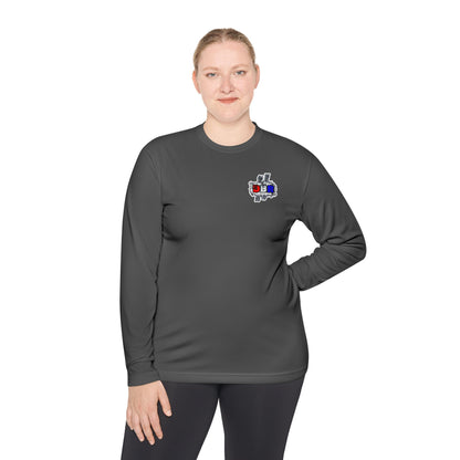 Unisex Long Sleeve Tee - Bold Red, White, & Blue DBR Design, Casual Style for Everyday Wear