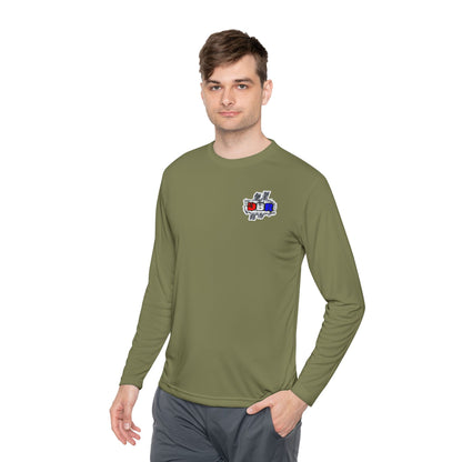 Unisex Long Sleeve Tee - Bold Red, White, & Blue DBR Design, Casual Style for Everyday Wear