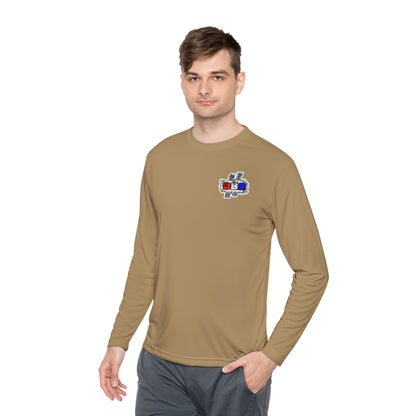 Unisex Long Sleeve Tee - Bold Red, White, & Blue DBR Design, Casual Style for Everyday Wear