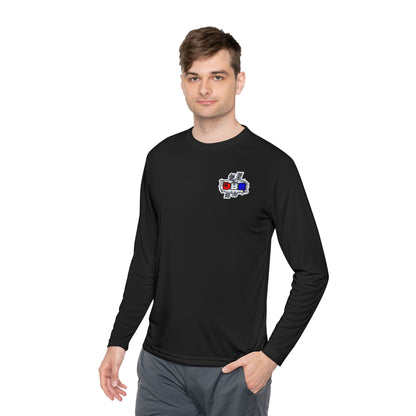 Unisex Long Sleeve Tee - Bold Red, White, & Blue DBR Design, Casual Style for Everyday Wear