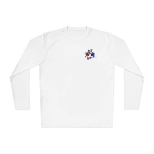 Unisex Long Sleeve Tee - Bold Red, White, & Blue DBR Design, Casual Style for Everyday Wear