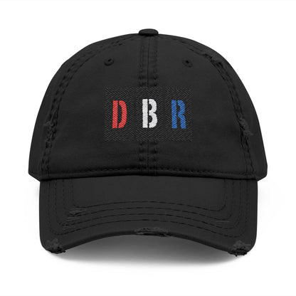 Stylish Distressed Hat with Embroidered DBR Design