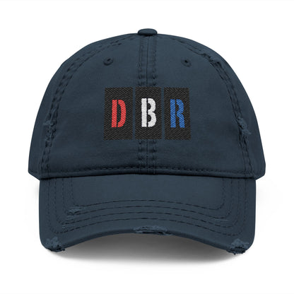 Stylish Distressed Hat with Embroidered DBR Design