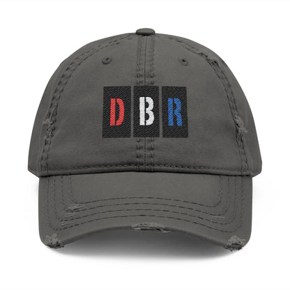 Stylish Distressed Hat with Embroidered DBR Design