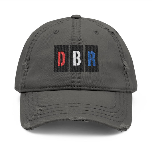 Stylish Distressed Hat with Embroidered DBR Design