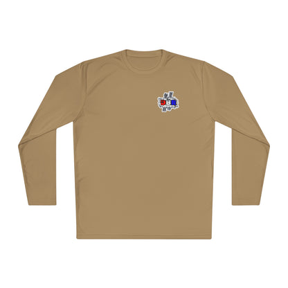 Unisex Long Sleeve Tee - Bold Red, White, & Blue DBR Design, Casual Style for Everyday Wear
