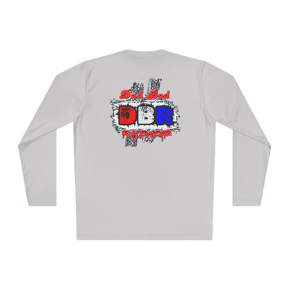 Unisex Long Sleeve Tee - Bold Red, White, & Blue DBR Design, Casual Style for Everyday Wear